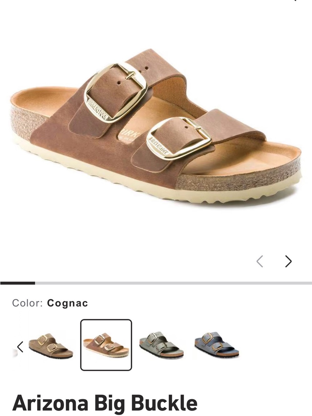 Birkenstock Arizona Big Buckle Sandals Cognac with Gold Buckles - Picture 3 of 3